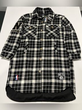 Pro-Standard NBA Brooklyn Nets WNBA Size Small Button-Up Plaid Jacket Lined NWT